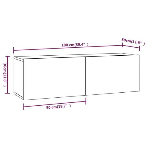 Væghængte tv-skabe 2 stk. 100x30x30 cm konstrueret træ sort