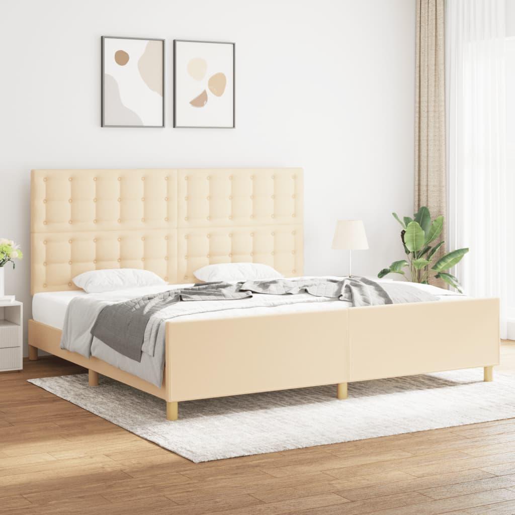 Sengeramme Uden Madras Stof Farvet Creme - knapper / 200 x 200 cm