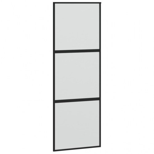 Skydedør 76×205 cm - hærdet glas og aluminium, sort