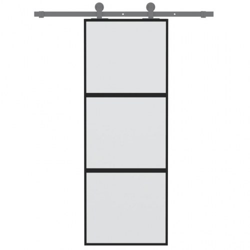 Skydedør 76×205 cm - hærdet glas og aluminium, sort