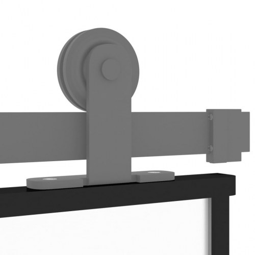 Skydedør 76×205 cm - hærdet glas og aluminium, sort