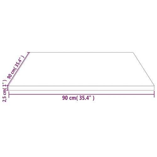 Bordplade 90x90x2,5 cm firkantet massivt fyrretræ