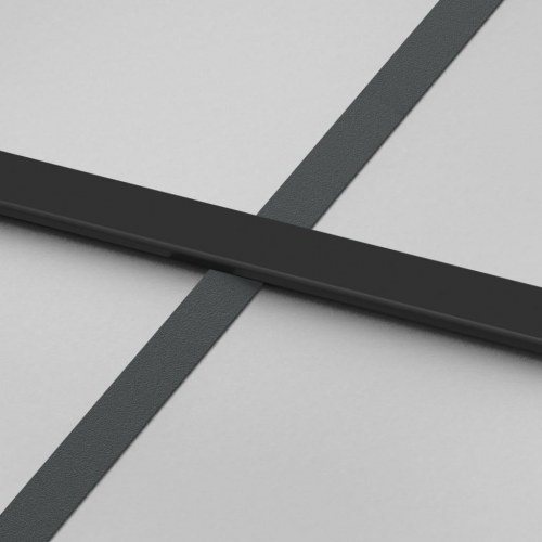 Skydedør 90 × 205 cm - hærdet, matteret glas og sort aluminium