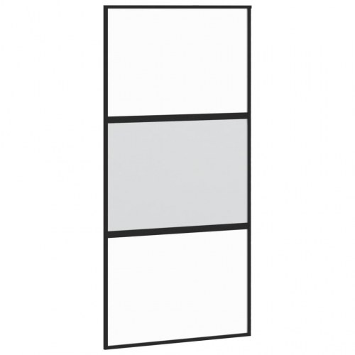 Skydedør 102,5×205 cm - hærdet glas og sort aluminium