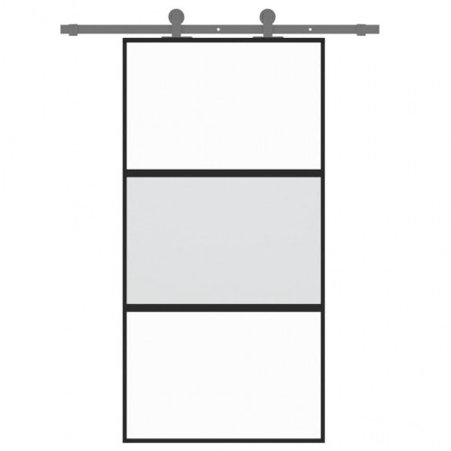 Skydedør 102,5×205 cm - hærdet glas og sort aluminium