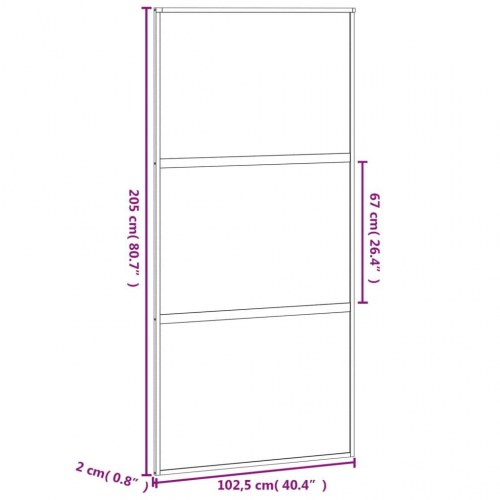 Skydedør 102,5×205 cm - hærdet glas og sort aluminium