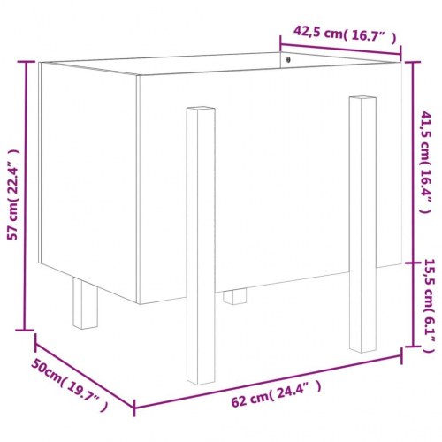 Plantekasse i massivt fyrretræ - sort, 62 x 50 x 57 cm