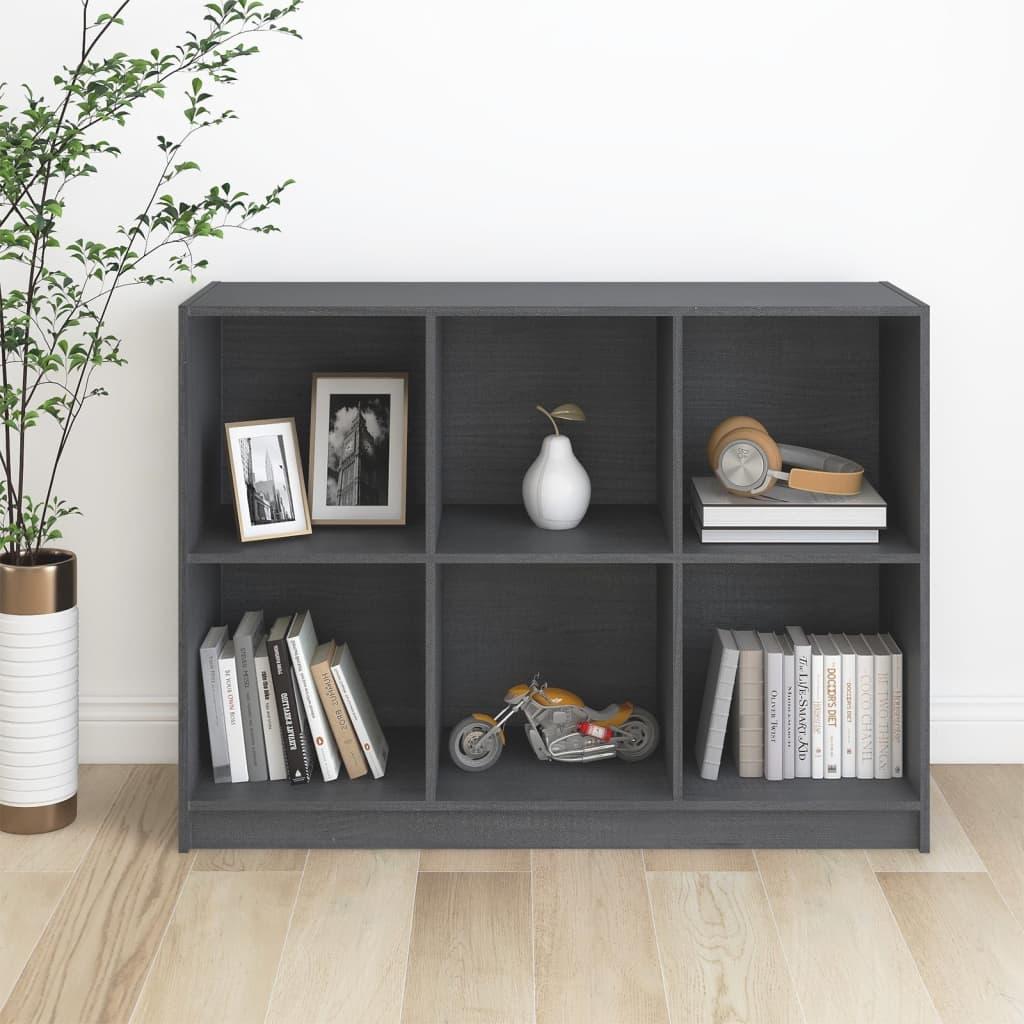 Bogreol 104x33x76 cm massivt fyrretræ grå