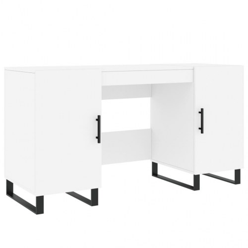 Skrivebord 140×50×75 cm i hvidt konstrueret træ - med opbevaring