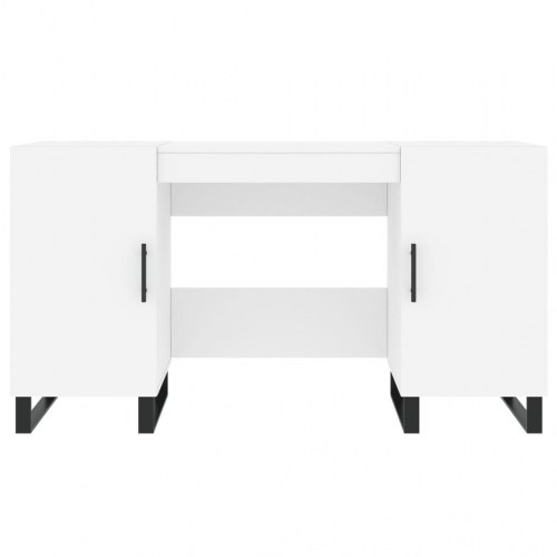 Skrivebord 140×50×75 cm i hvidt konstrueret træ - med opbevaring