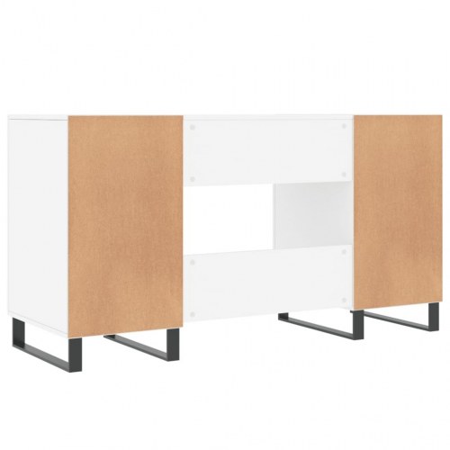 Skrivebord 140×50×75 cm i hvidt konstrueret træ - med opbevaring