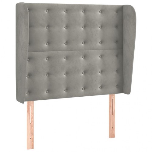 Sengegavl med kanter 83 x 23 x 118/128 cm fløjl - lysegrå