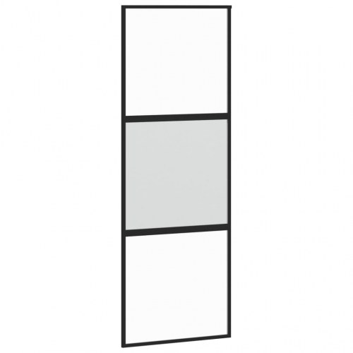 Skydedør 76×205 cm - hærdet glas og sort aluminium