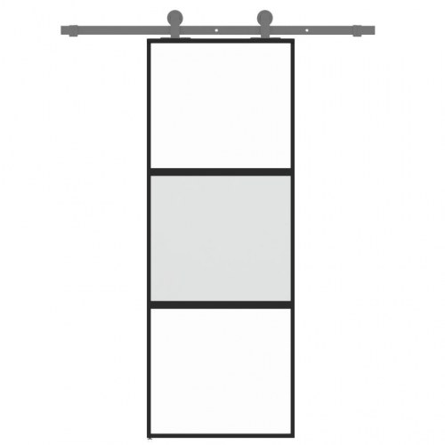 Skydedør 76×205 cm - hærdet glas og sort aluminium