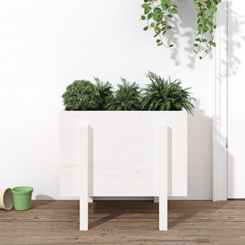 Plantekasse i massivt fyrretræ 62 x 50 x 57 cm - hvid