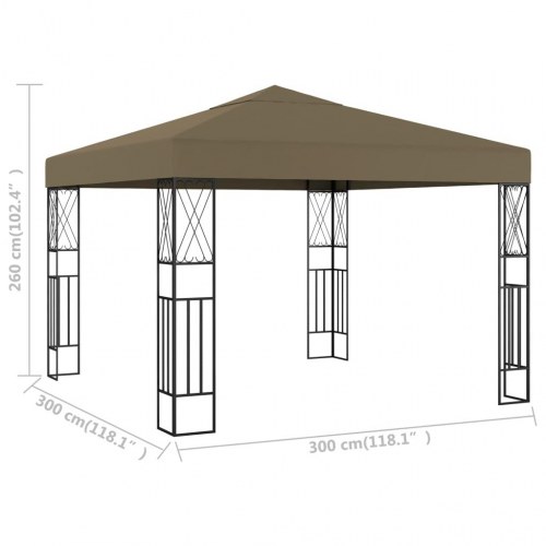 Pavillon 3×3 m i stof - gråbrun festpavillon