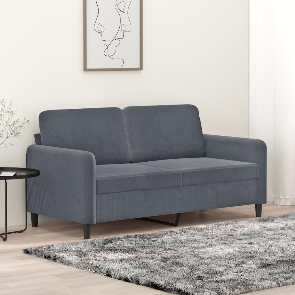 2-personers sofa 140 cm fløjl mørkegrå billede
