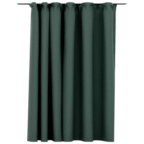 Mørklægningsgardin med kroge hør-look 290x245 cm grøn