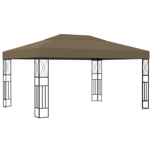 Pavillon 3 × 4 m i stof - gråbrun festpavillon til haven