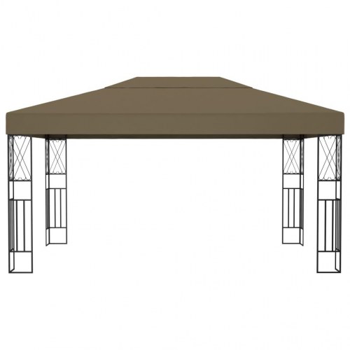 Pavillon 3 × 4 m i stof - gråbrun festpavillon til haven