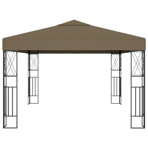 Pavillon 3 × 4 m i stof - gråbrun festpavillon til haven
