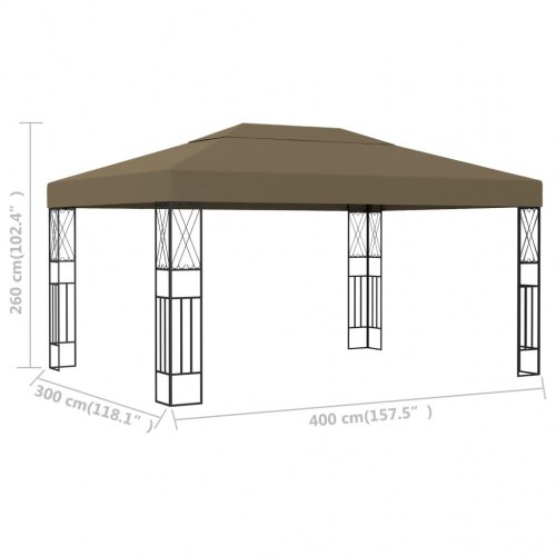 Pavillon 3 × 4 m i stof - gråbrun festpavillon til haven