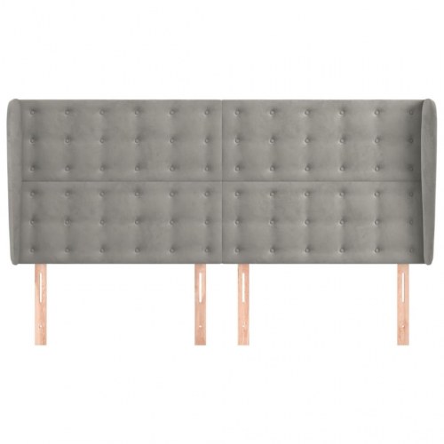 Sengegavl med kanter 163 x 23 x 118/128 cm fløjl - lysegrå