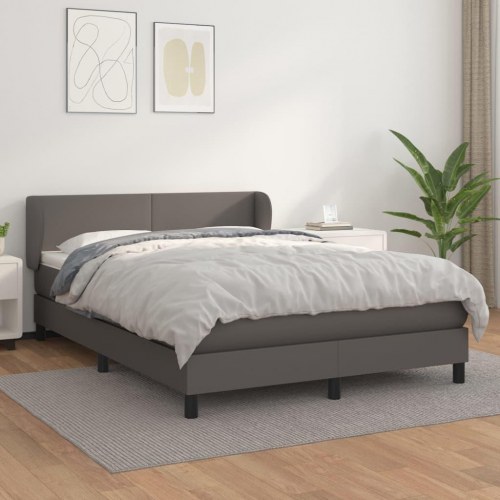 Kontinentalseng med madras 140x190 cm - kunstlæder, grå