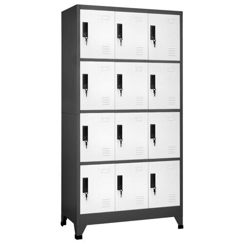 Skab 90x45x180 cm stål antracitgrå og hvid