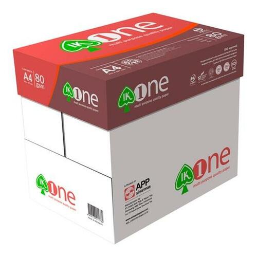 IK ONE printerpapir A4 hvid 80 g/m² - 5 x 500 ark (2.500 ark)
