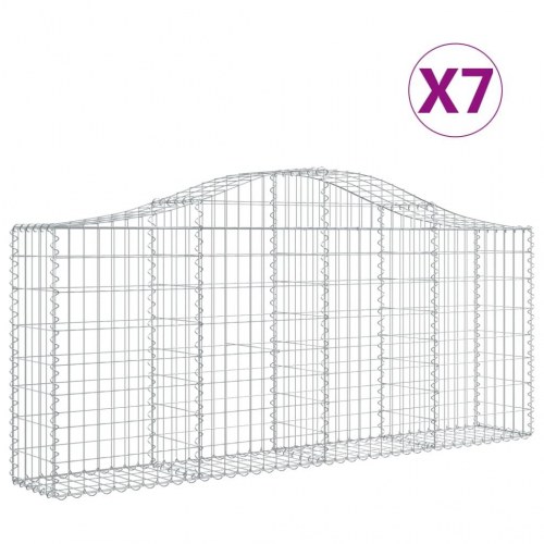 Buede gabionkurve - 7 stk. 200×30×80/100 cm i galvaniseret jern