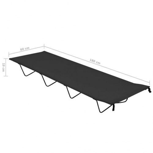 Campingsenge 2 stk. 180 x 60 x 19 cm - sort
