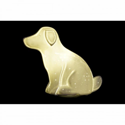 Bordlampe i porcelæn - hund, hvid, 25 × 10 × 19 cm (E14, 220 V, 25 W)