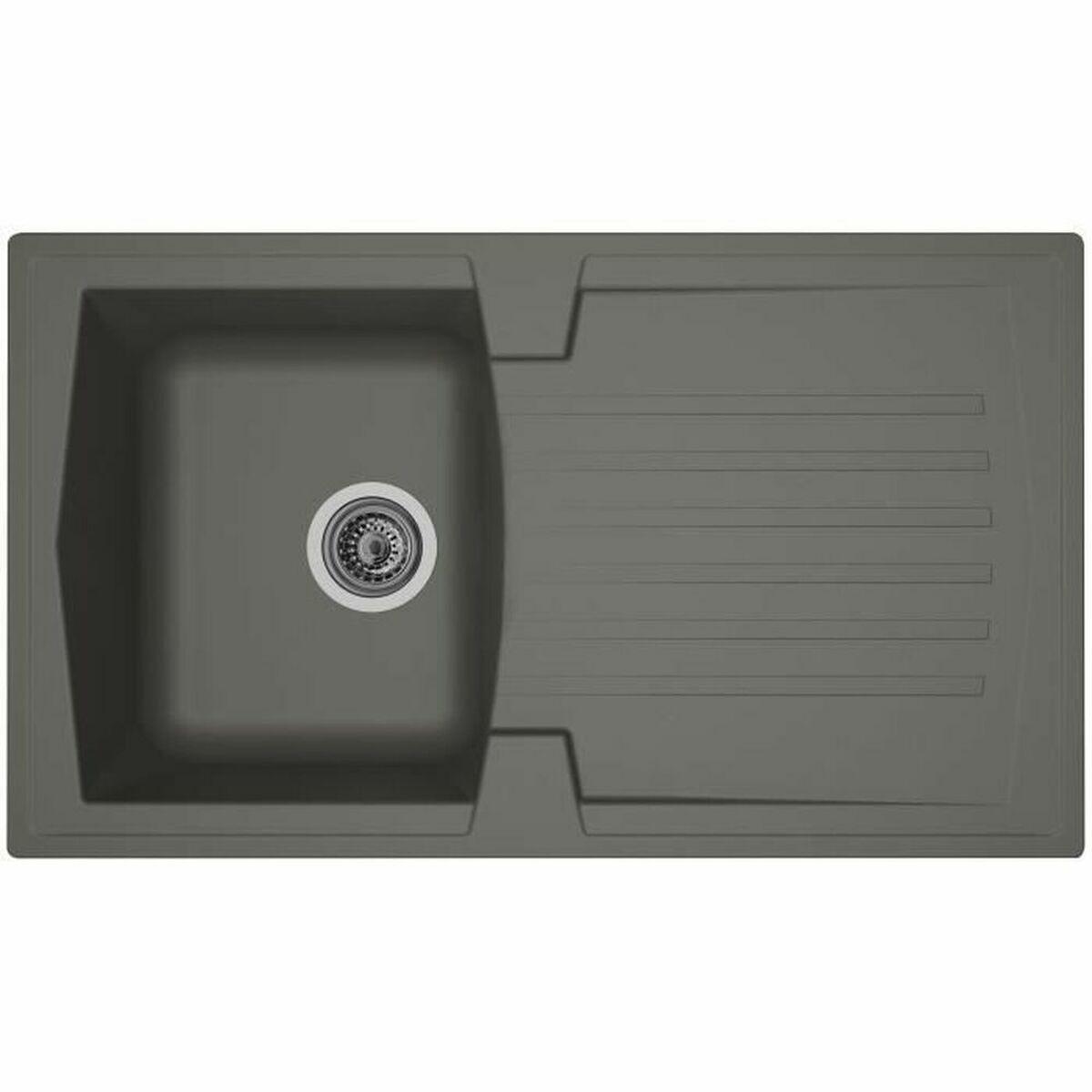 Køkkenvask med én kumme og drypbakke Stradour - grå, 86 × 50 cm