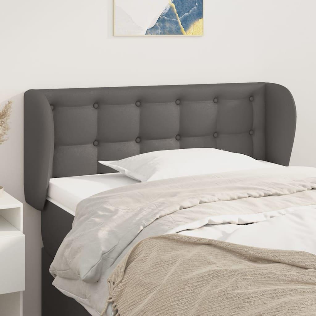 vidaXL sengegavl med kanter 93x23x78/88 cm kunstlæder grå