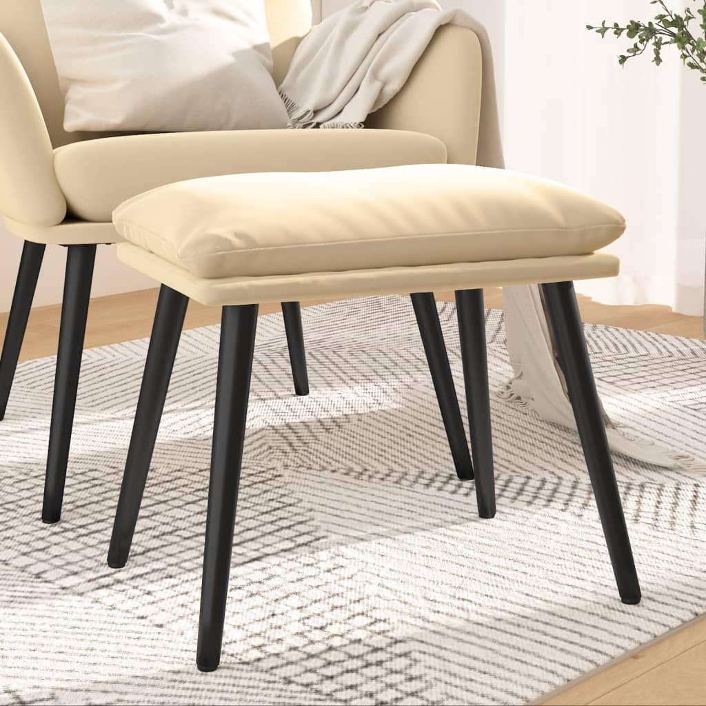 Fodskammel i fløjl - 45 × 29,5 × 35 cm, cremefarvet