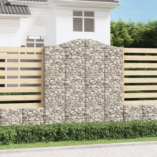 Buede gabionkurve - 2 stk. 200×30×220/240 cm i galvaniseret jern