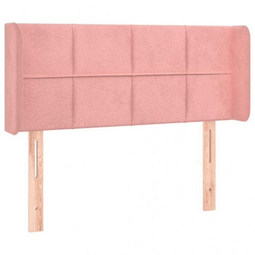 Sengegavl med kanter i fløjl 103 x 16 x 78/88 cm - lyserød