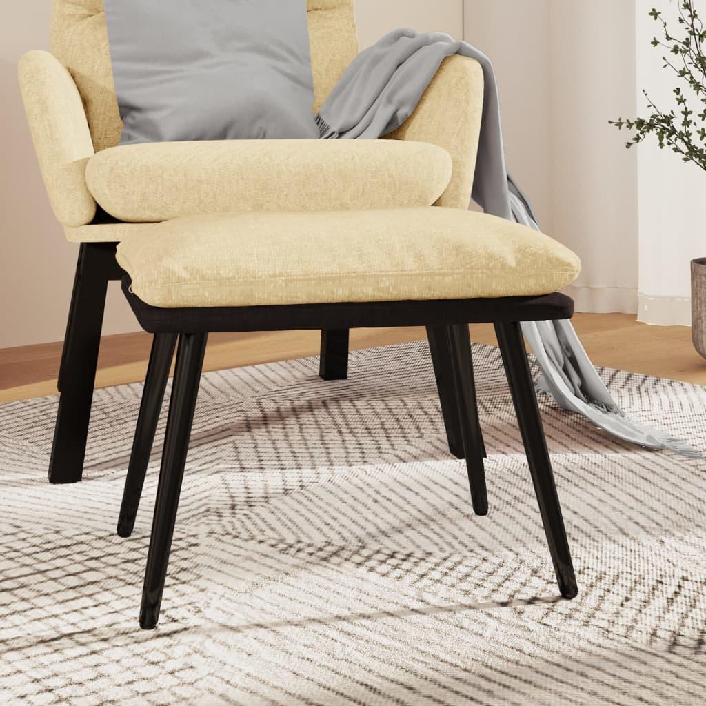 Fodskammel i stof og kunstlæder 45 x 29,5 x 35 cm - cremefarvet