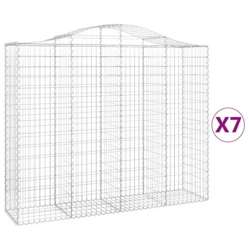 Buede gabionkurve - 7 stk. 200×50×160/180 cm i galvaniseret jern