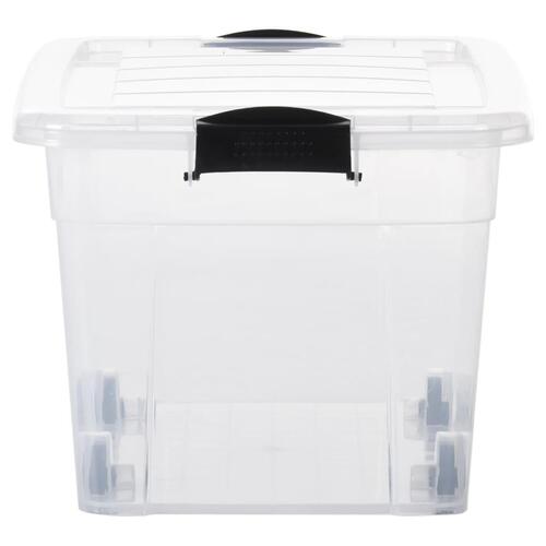 Opbevaringskasser med hjul og låg 2 stk. 40 l transparent