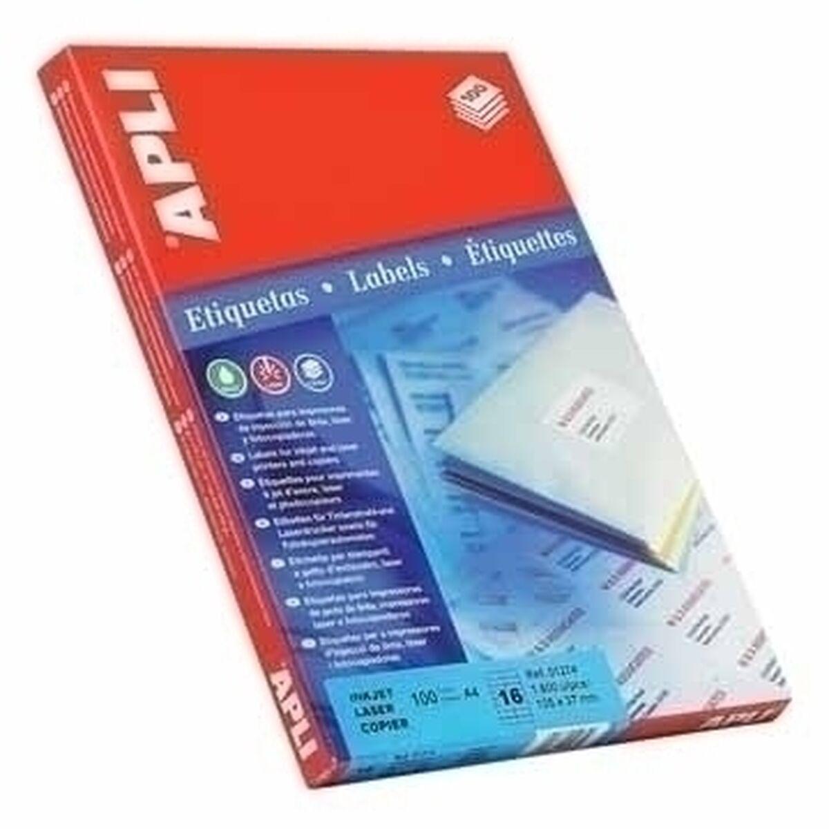 Apli printeretiketter - 100 ark, 64 × 33,9 mm, hvid, A4
