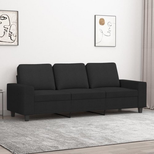 3-personers sofa i stof - sort, sædebredde 180 cm