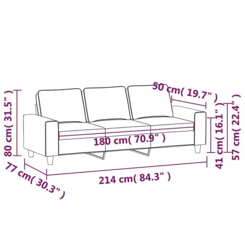 3-personers sofa i stof - sort, sædebredde 180 cm