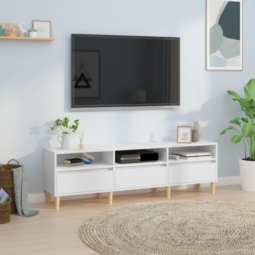 Tv-bord i hvidt konstrueret træ - 150 × 30 × 44,5 cm