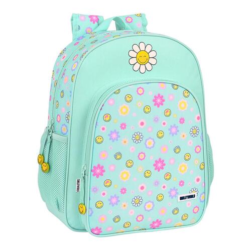 Skoletaske Smiley Summer fun Turkisblå (32 x 38 x 12 cm)