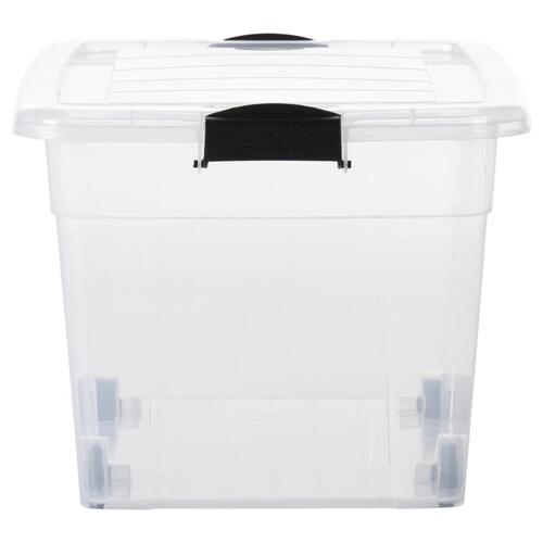 Opbevaringskasser med hjul og låg 2 stk. 60 l transparent