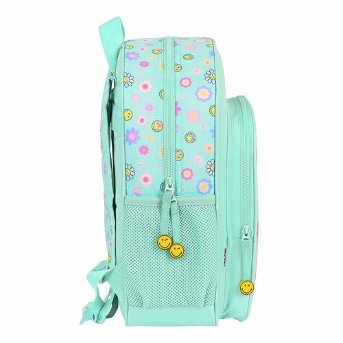 Skoletaske Smiley Summer fun Turkisblå (32 x 38 x 12 cm)