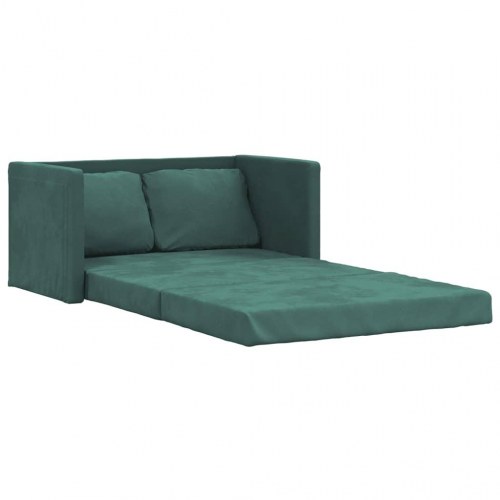 2-i-1 sovesofa i velour - mørkegrøn, 122×204×55 cm