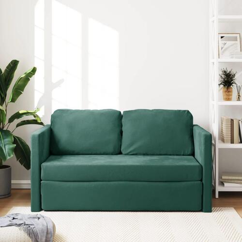 2-i-1 sovesofa 122x204x55 cm velour mørkegrøn